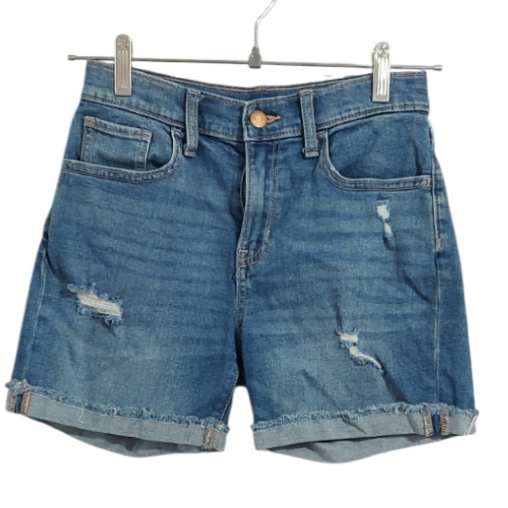 Old Navy Distressed Hi - Rise Built In Tough Blue Jean Shorts